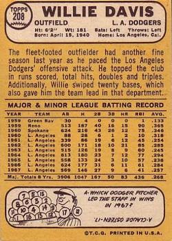 Willie Davis  baseball card collectible - Main Image 2