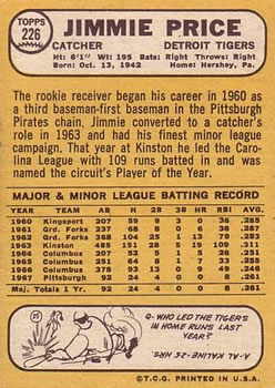 Jimmie Price  baseball card collectible - Main Image 2