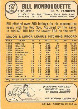 Bill Monbouquette  baseball card collectible - Main Image 2