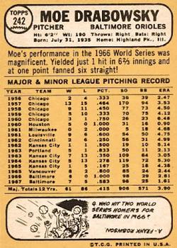Moe Drabowsky  baseball card collectible - Main Image 2