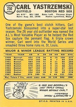 Carl Yastrzemski  baseball card collectible - Main Image 2