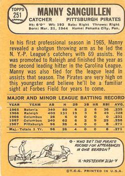 Manny Sanguillen  baseball card collectible - Main Image 2