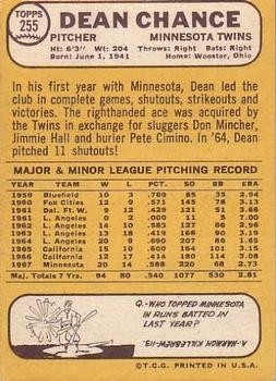 Dean Chance  baseball card collectible - Main Image 2