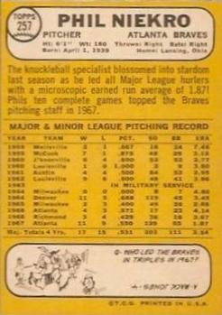 Phil Niekro  baseball card collectible - Main Image 2