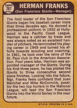 Herman Franks  baseball card collectible - Main Image 2