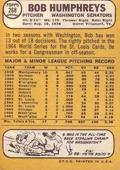 Bob Humphreys  baseball card collectible - Main Image 2