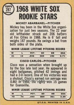 White Sox 1968 Rookie Stars (Mickey Abarbanel / Cisco Carlos)  baseball card collectible - Main Image 2