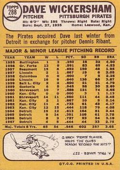 Dave Wickersham  baseball card collectible - Main Image 2