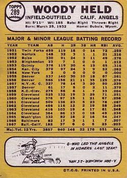 Woodie Held  baseball card collectible - Main Image 2