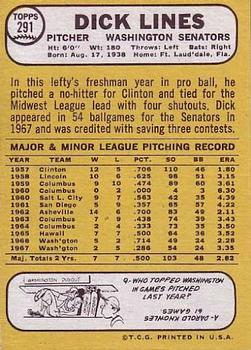 Dick Lines  baseball card collectible - Main Image 2