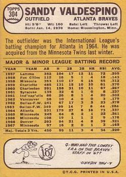 Sandy Valdespino  baseball card collectible - Main Image 2