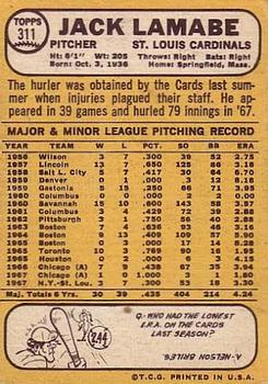 Jack Lamabe  baseball card collectible - Main Image 2