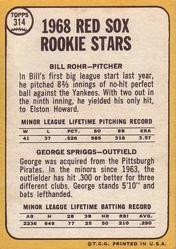 Red Sox 1968 Rookie Stars (Bill Rohr / George Spriggs)  baseball card collectible - Main Image 2