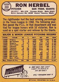 Ron Herbel  baseball card collectible - Main Image 2