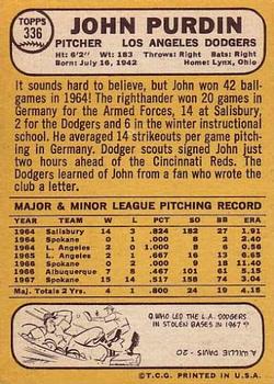 John Purdin  baseball card collectible - Main Image 2