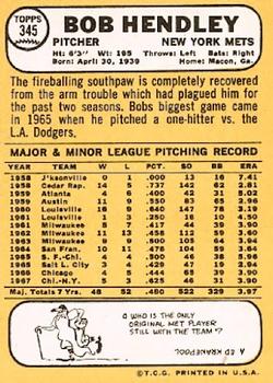 Bob Hendley  baseball card collectible - Main Image 2