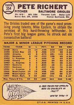 Pete Richert  baseball card collectible - Main Image 2