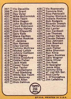5th Series Checklist 371-457  baseball card collectible - Main Image 2