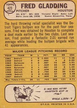 Fred Gladding  baseball card collectible - Main Image 2