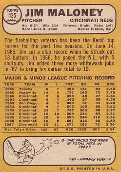 Jim Maloney  baseball card collectible - Main Image 2