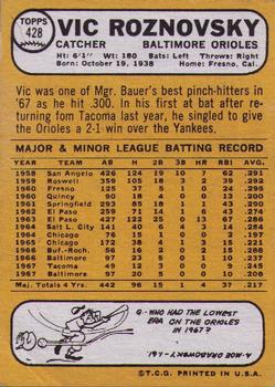 Vic Roznovsky  baseball card collectible - Main Image 2