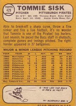 Tommie Sisk  baseball card collectible - Main Image 2