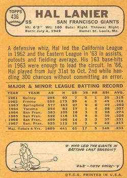 Hal Lanier  baseball card collectible - Main Image 2