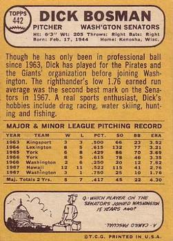 Dick Bosman  baseball card collectible - Main Image 2