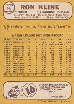 Ron Kline  baseball card collectible - Main Image 2