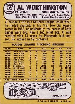 Al Worthington  baseball card collectible - Main Image 2