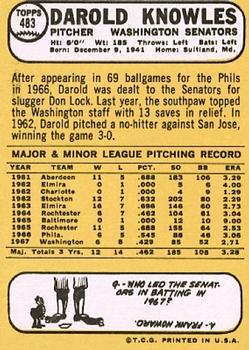 Darold Knowles  baseball card collectible - Main Image 2