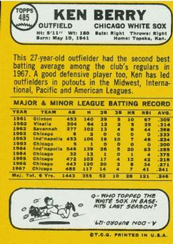 Ken Berry  baseball card collectible - Main Image 2