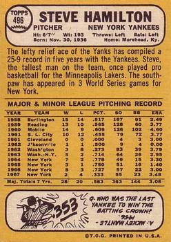 Steve Hamilton  baseball card collectible - Main Image 2