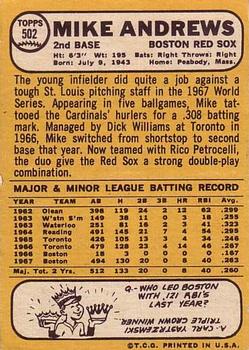 Mike Andrews  baseball card collectible - Main Image 2