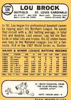 Lou Brock  baseball card collectible - Main Image 2