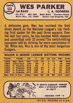 Wes Parker  baseball card collectible - Main Image 2