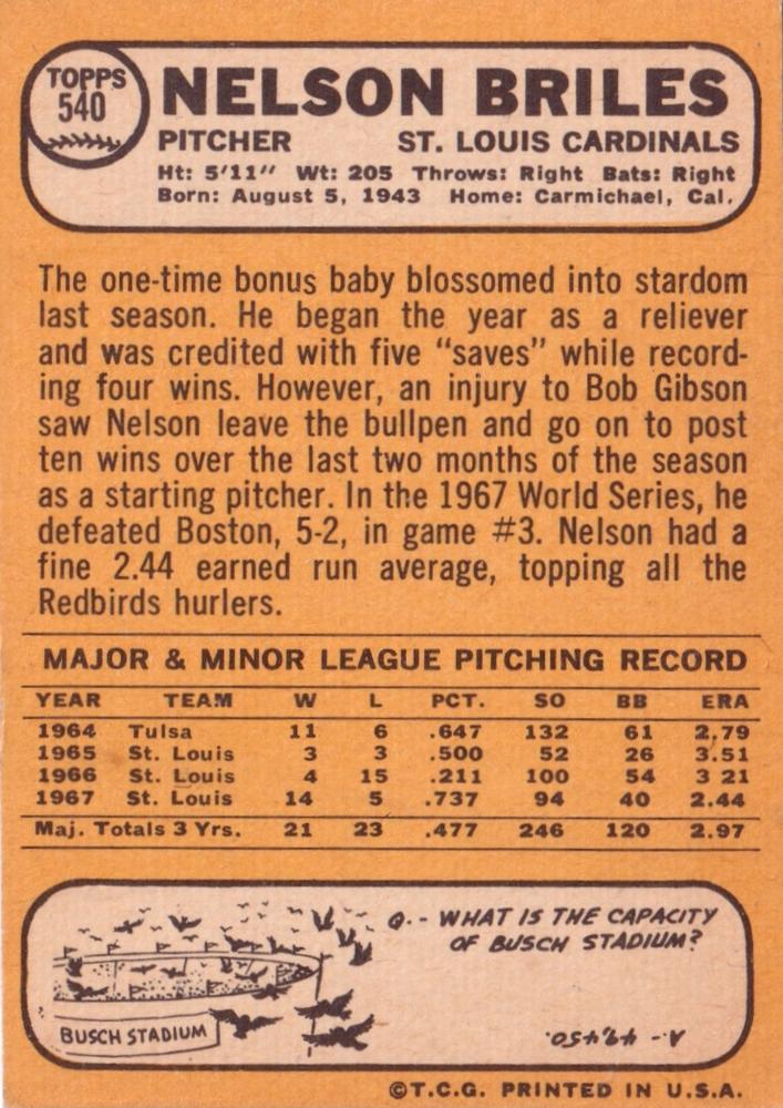 Nelson Briles  baseball card collectible - Main Image 2