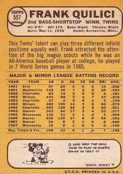 Frank Quilici  baseball card collectible - Main Image 2