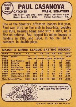 Paul Casanova  baseball card collectible - Main Image 2