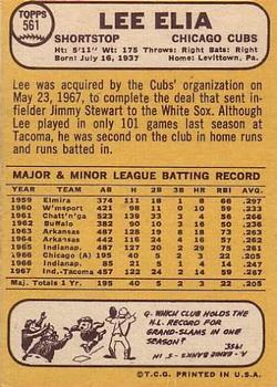 Lee Elia  baseball card collectible - Main Image 2