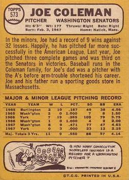 Joe Coleman  baseball card collectible - Main Image 2