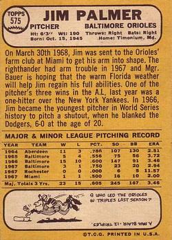 Jim Palmer  baseball card collectible - Main Image 2