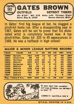 Gates Brown  baseball card collectible - Main Image 2