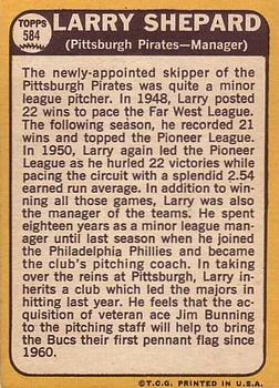 Larry Shepard  baseball card collectible - Main Image 2