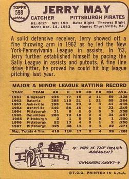 Jerry May  baseball card collectible - Main Image 2