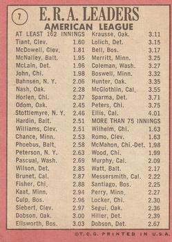 American League 1968 ERA Leaders (Luis Tiant / Sam McDowell / Dave McNally)  baseball card collectible - Main Image 2