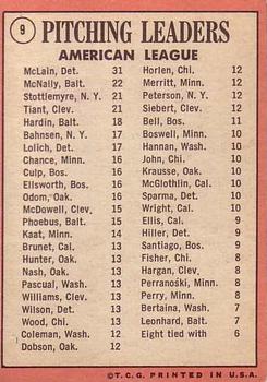 American League 1968 Pitching Leaders (Denny McLain / Dave McNally / Luis Tiant / Mel Stottlemyre)  baseball card collectible - Main Image 2