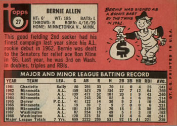 Bernie Allen  baseball card collectible - Main Image 2