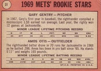 Mets 1969 Rookie Stars (Gary Gentry / Amos Otis)  baseball card collectible - Main Image 2