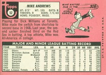 Mike Andrews  baseball card collectible - Main Image 2